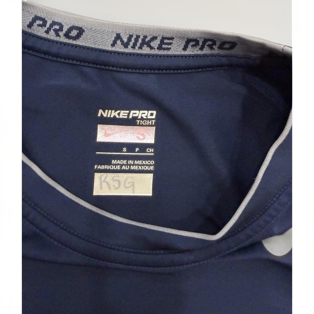 Nike Pro Tight Shirt Blue Compression Men S Athletic Base Layer Long Sleeve - Picture 6 of 8